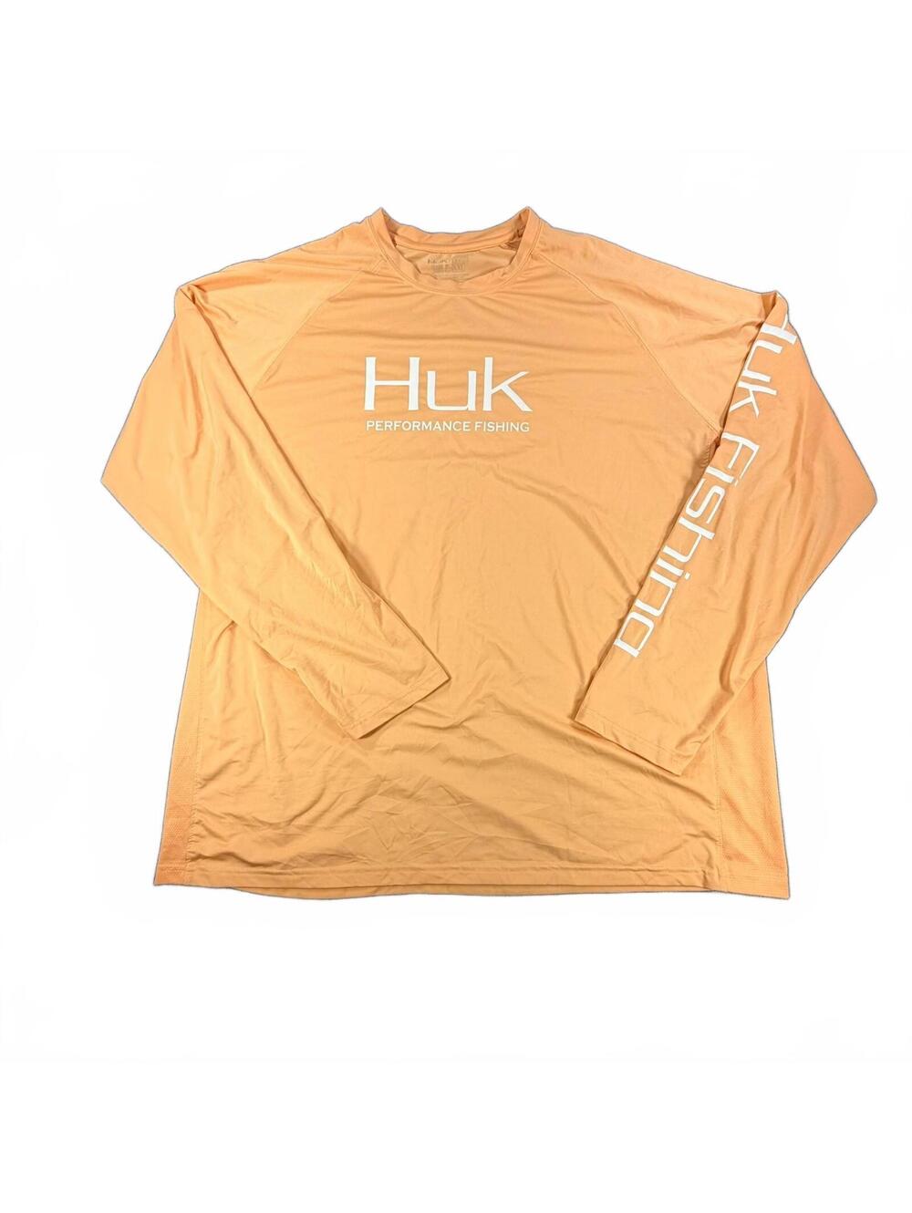 Men's Huk Performance Fishing Long Sleeve Shirt Orange Size XXL